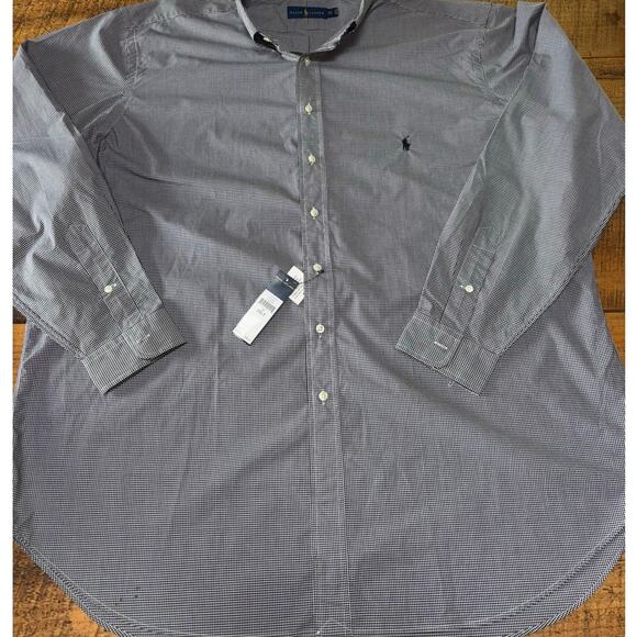 NWT Mens Ralph Lauren Black White Checkered Long Sleeve Button Down Size 2XLT - Picture 6 of 11